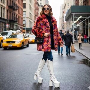 LaModa White Knee High “Keep It Up” Platform Boots Size 6 NEW